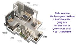 Rishi Ventoso Madhyamgram, Kolkata 2 BHK Floor Plan 849 Sqft