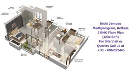 Rishi Ventoso Madhyamgram, Kolkata 3 BHK Floor Plan 1234 Sqft