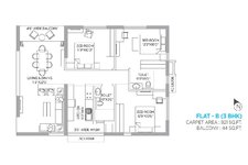 PS Panache 3 BHK Floor Plan 1415 Sqft