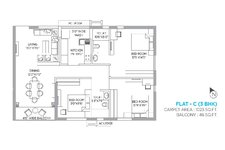 PS Panache 3 BHK Floor Plan 1550 Sqft