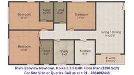 Rishi Ecoview Newtown, Kolkata 3.5 BHK Floor Plan 1596 Sqft