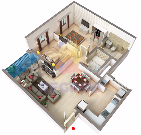 2 BHK Layout of Bren Champions Square