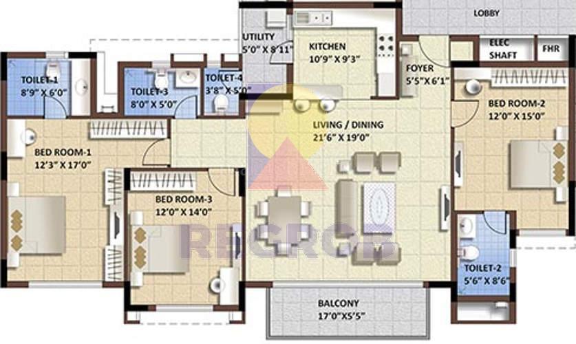 3 BHK for sale Purva Whitehall