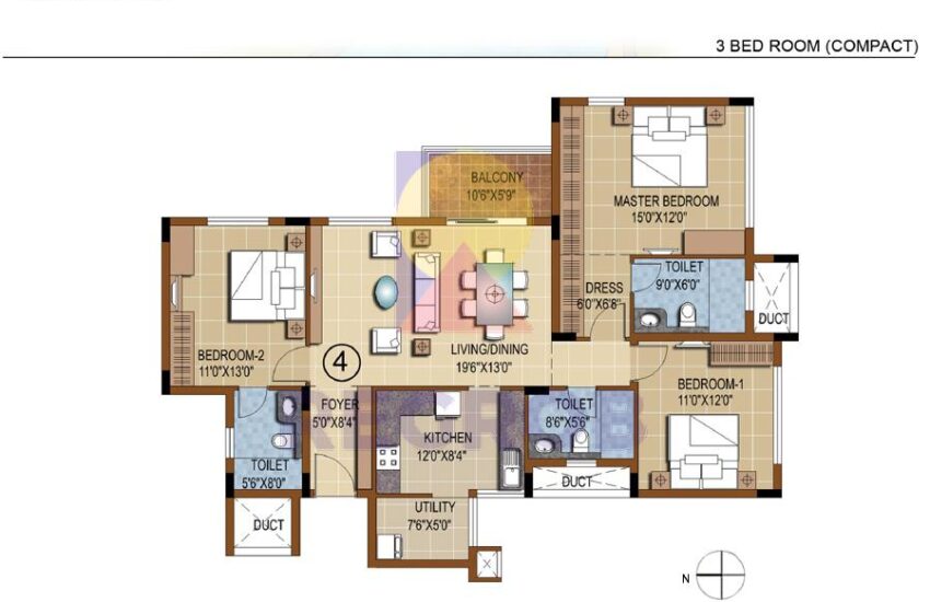 3 BHK in Purva Skydale