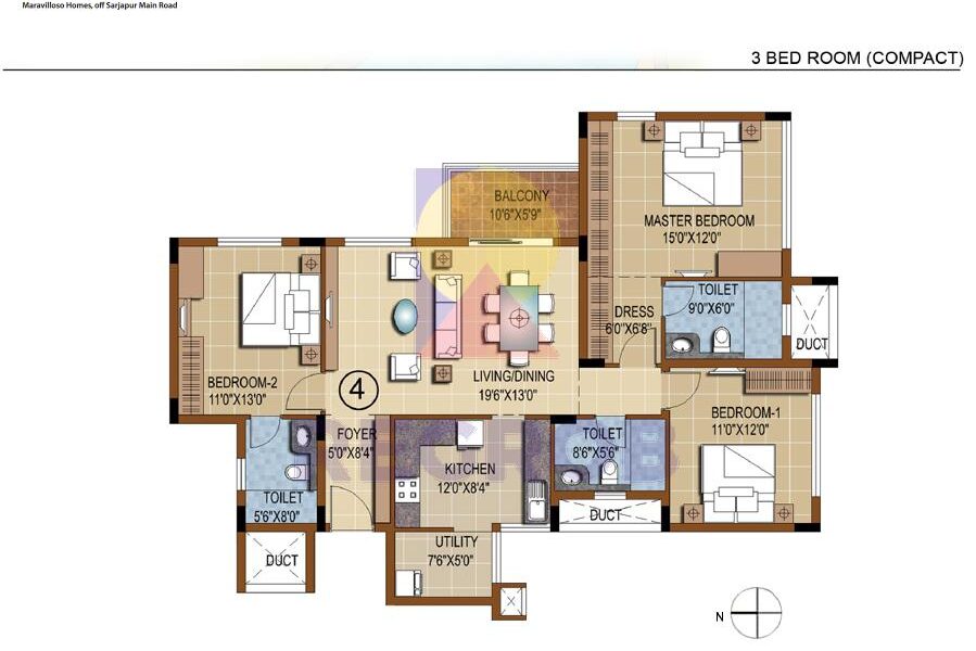 3 BHK in Purva Skydale