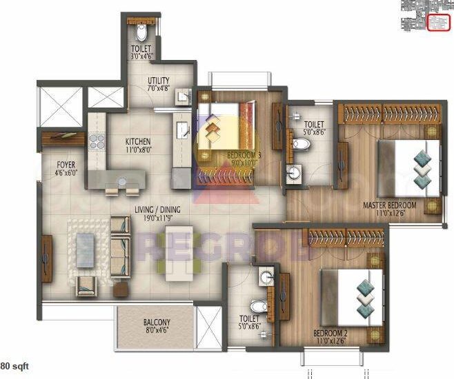 3 BHK for sale in Raheja Pebble Bay