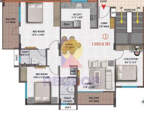 3 BHK for sale in Brindha Residency