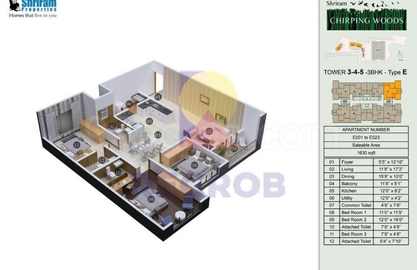 3 BHK for sale in Shriram Chirping Woods