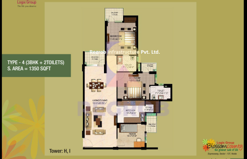 3 BHK Apartment in Blossom County