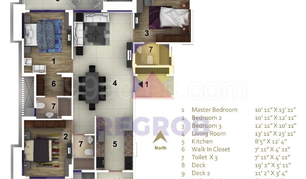 3 BHK for sale in Unicca Emporis