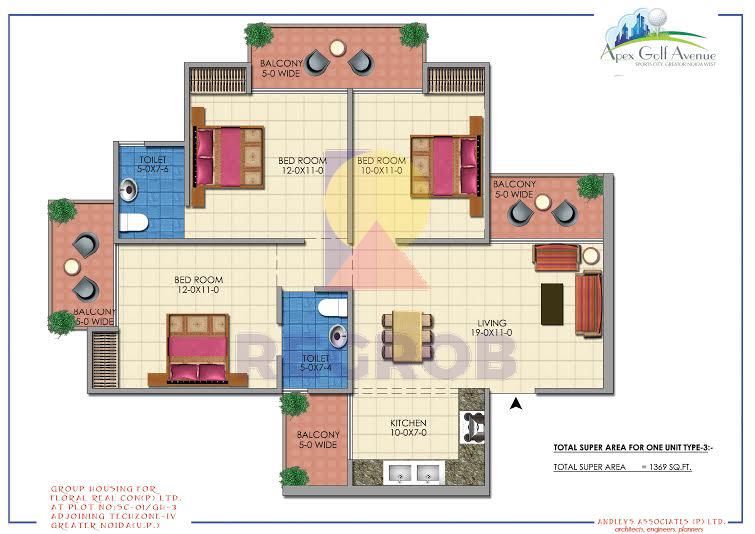 3 BHK Apartment in Apex Golf Avenue