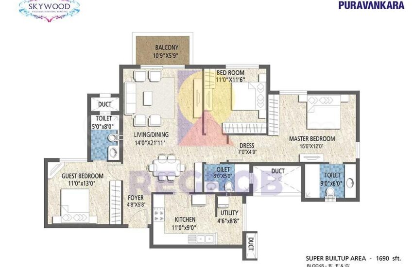 3 BHK for sale in Purva Skywood