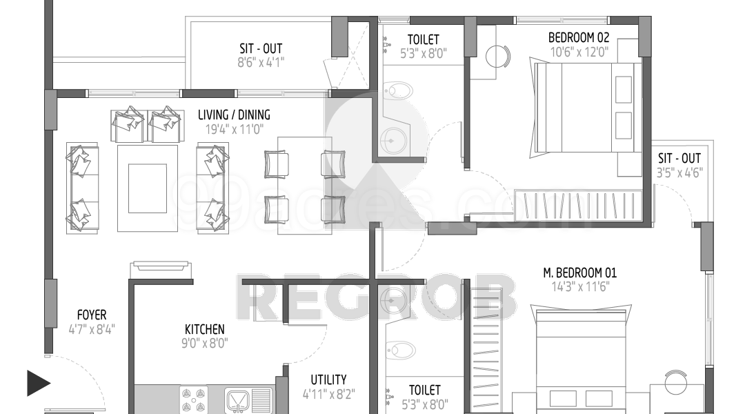 2 BHK for sale in Orchid Lakeview