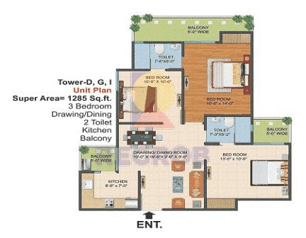3 BHK Apartment For Sale in Ajnara Le Garden