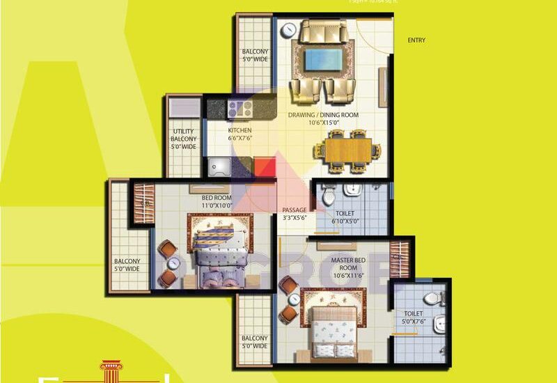 2 BHK Flat For Sale in Anthem French Apartments