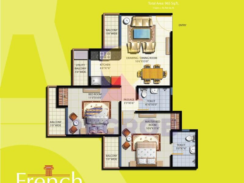 2 BHK Flat For Sale in Anthem French Apartments