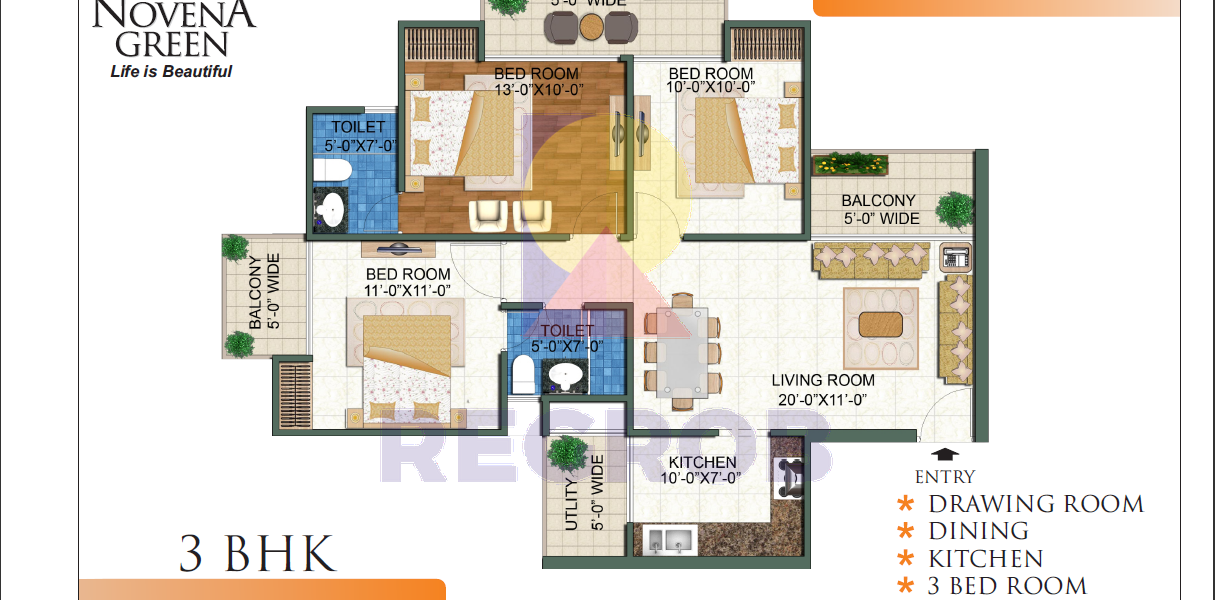 3 BHK Flat For Sale in Novena Green