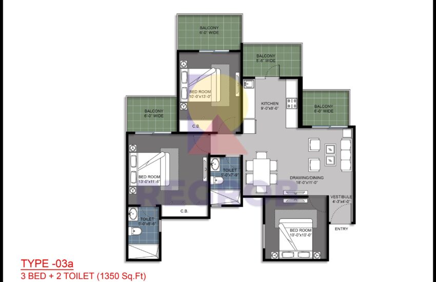 3 BHK Flat For Sale in Gulshan Bellina